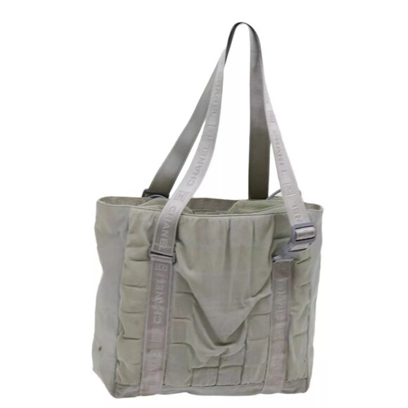 CHANEL Sports Line Tote Bag Canvas Gray CC Auth - Picture 1 of 15